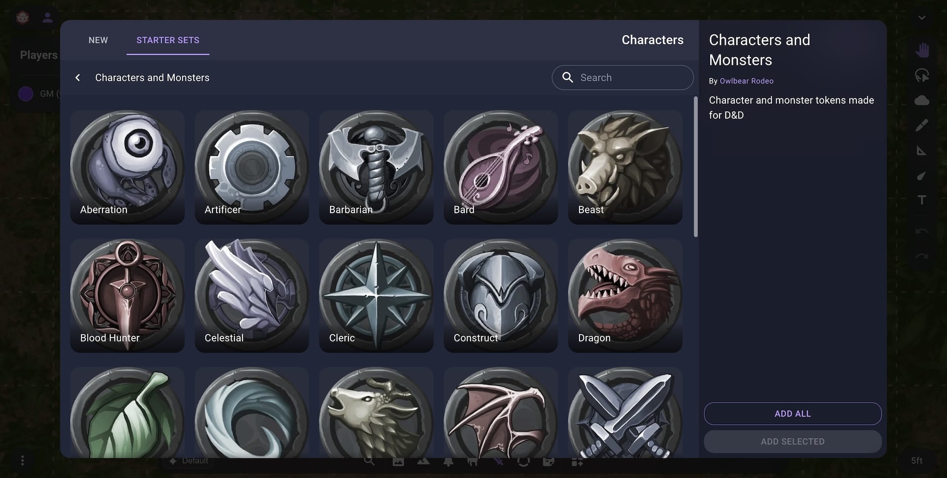 Characters and Monsters