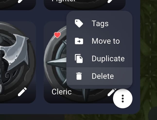 Delete menu