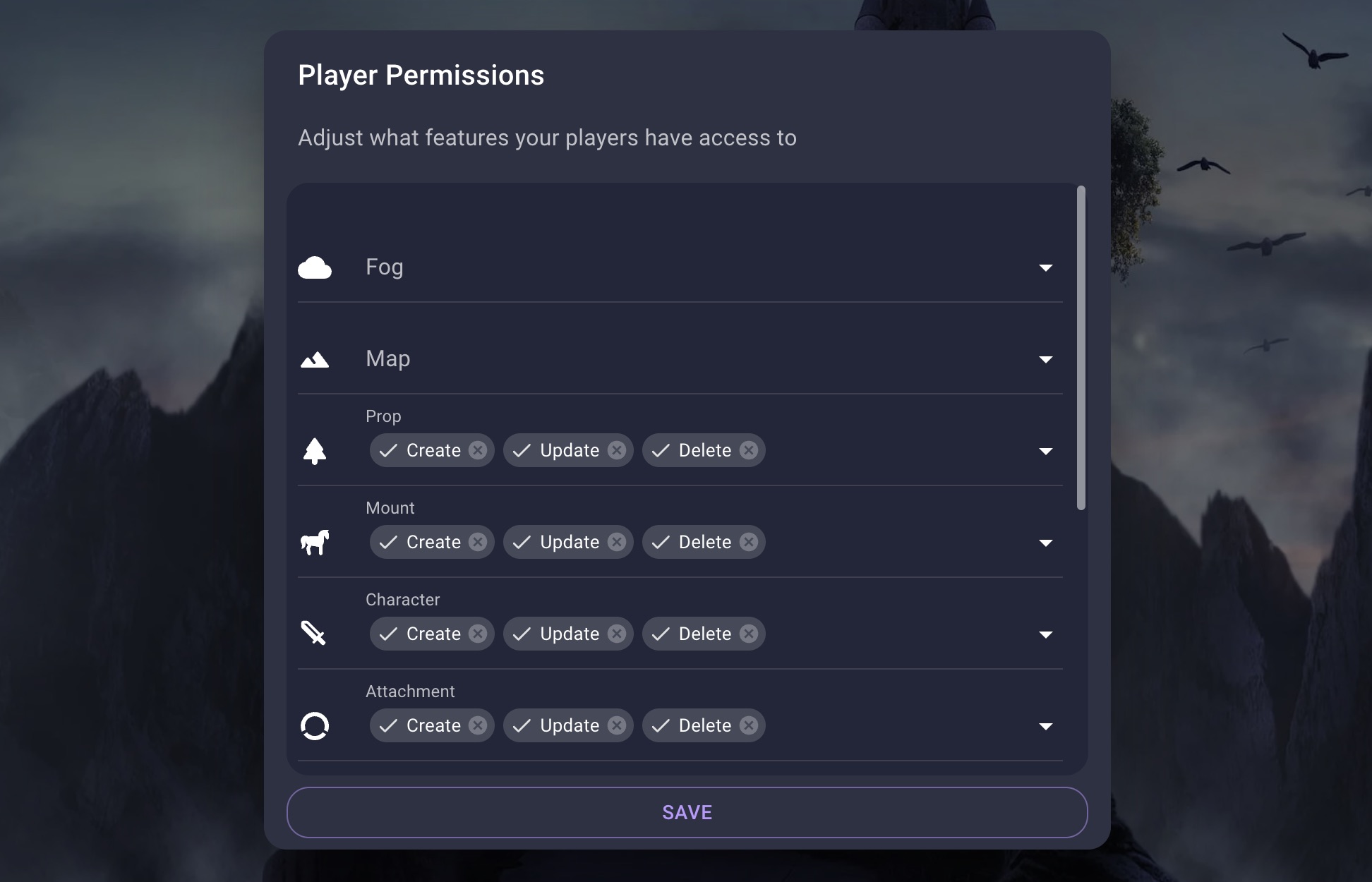 Permissions Dialog