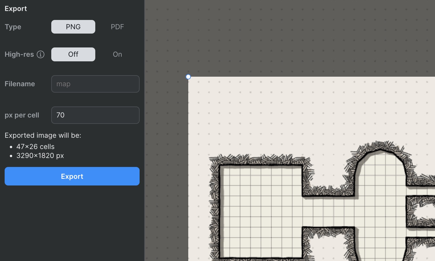 Dungeon Scrawl export dialog