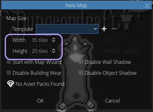 Dungeondraft new map dialog