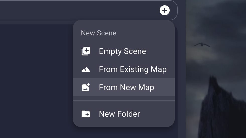 New scene menu